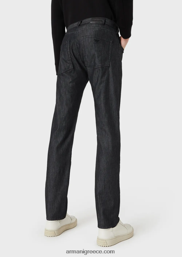 άνδρες Armani j45 τζιν τζιν με κανονική εφαρμογή, ελαφρύ πλύσιμο 4046R61205 μαύρος