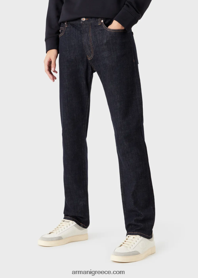 άνδρες Armani j45 τζιν κανονική εφαρμογή, ξεπλυμένο, τζιν 4046R61206 μεσάνυχτα μπλε