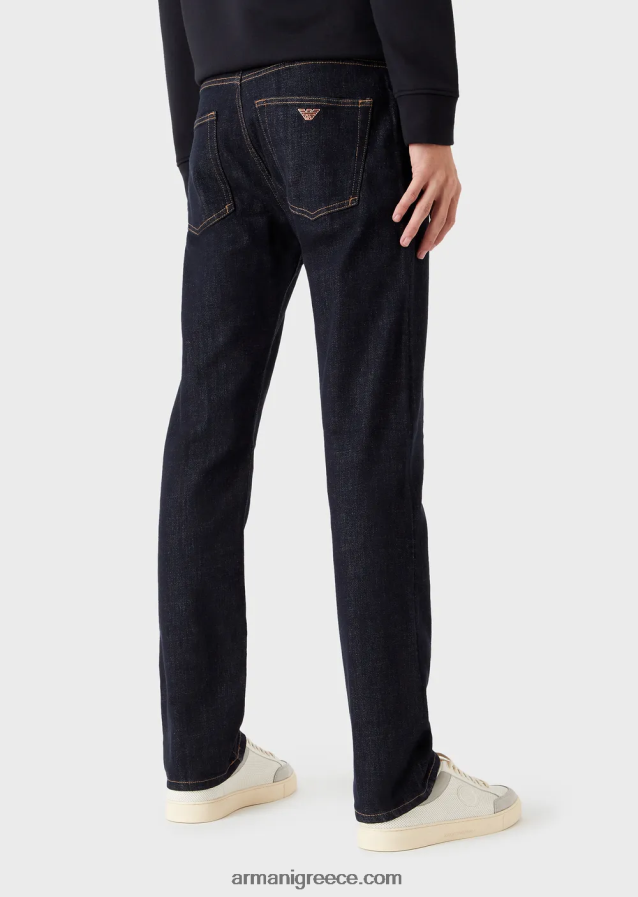 άνδρες Armani j45 τζιν κανονική εφαρμογή, ξεπλυμένο, τζιν 4046R61206 μεσάνυχτα μπλε