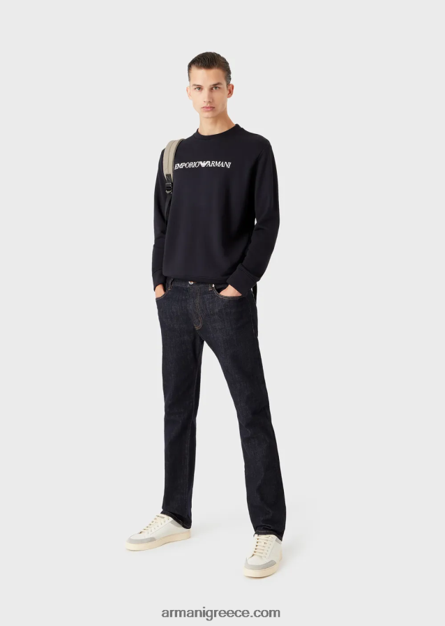 άνδρες Armani j45 τζιν κανονική εφαρμογή, ξεπλυμένο, τζιν 4046R61206 μεσάνυχτα μπλε