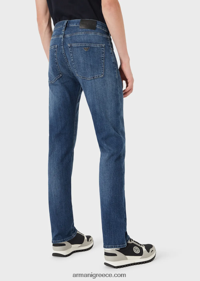άνδρες Armani Τζιν j45 με κανονική εφαρμογή σε μελανζέ twill comfort denim 4046R61201 τζην