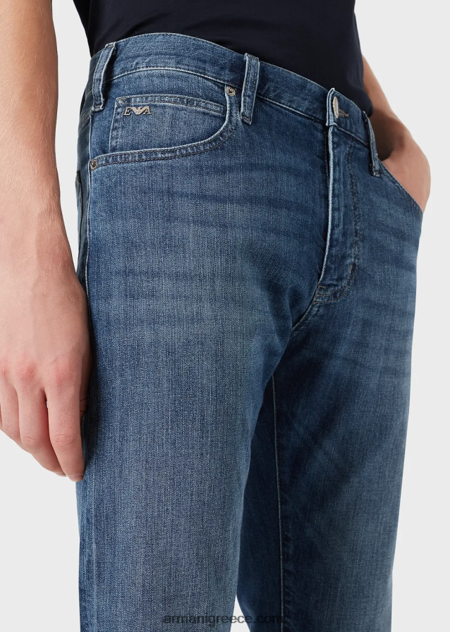 άνδρες Armani Τζιν j45 με κανονική εφαρμογή σε μελανζέ twill comfort denim 4046R61201 τζην