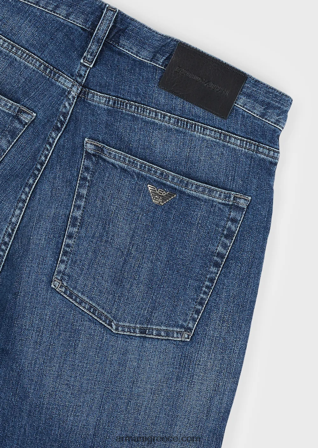 άνδρες Armani Τζιν j45 με κανονική εφαρμογή σε μελανζέ twill comfort denim 4046R61201 τζην