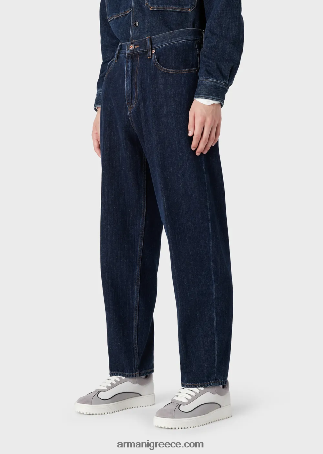 άνδρες Armani j73 τζιν τζιν σε φαρδιά εφαρμογή από κάνναβη 4046R61149 μπλε