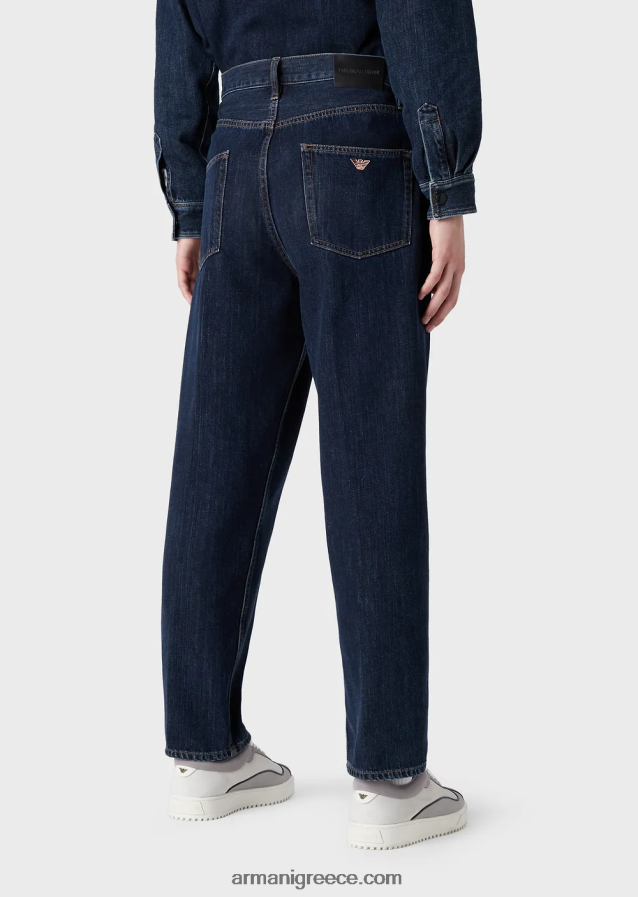 άνδρες Armani j73 τζιν τζιν σε φαρδιά εφαρμογή από κάνναβη 4046R61149 μπλε