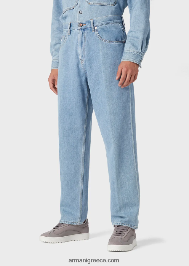 άνδρες Armani j73 τζιν τζιν σε φαρδιά εφαρμογή από κάνναβη 4046R61150 γαλάζιο
