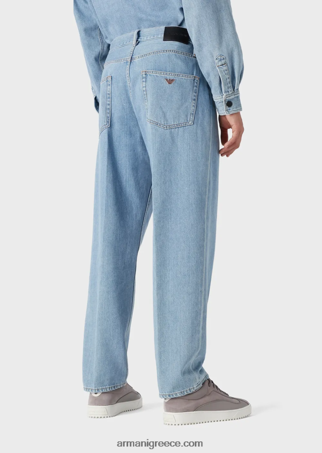 άνδρες Armani j73 τζιν τζιν σε φαρδιά εφαρμογή από κάνναβη 4046R61150 γαλάζιο