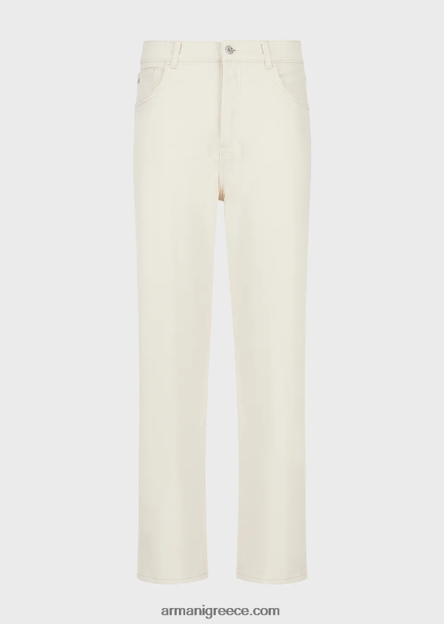 άνδρες Armani j74 τζιν bull τζιν με χαλαρή εφαρμογή, απαλά βαμμένα 4046R61151 γαλακτώδες λευκό