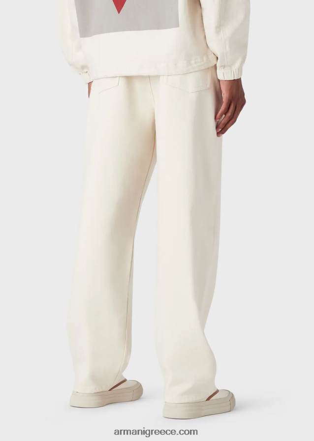 άνδρες Armani j74 τζιν bull τζιν με χαλαρή εφαρμογή, απαλά βαμμένα 4046R61151 γαλακτώδες λευκό