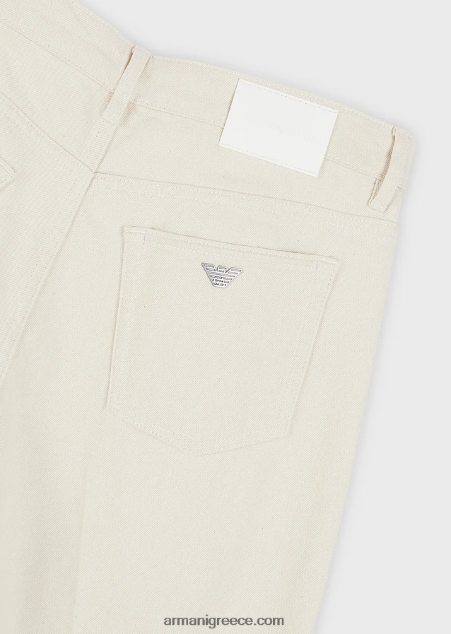 άνδρες Armani j74 τζιν bull τζιν με χαλαρή εφαρμογή, απαλά βαμμένα 4046R61151 γαλακτώδες λευκό