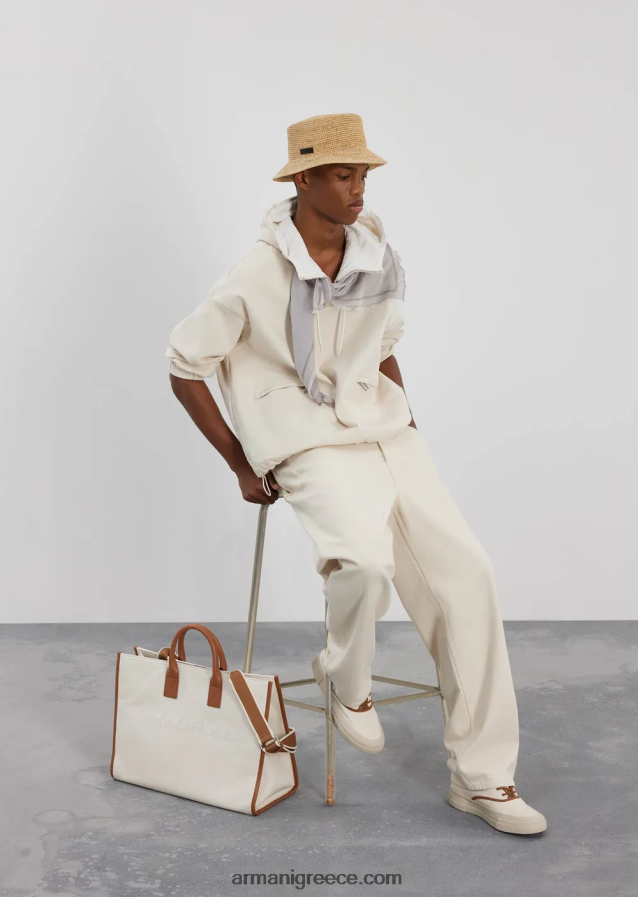 άνδρες Armani j74 τζιν bull τζιν με χαλαρή εφαρμογή, απαλά βαμμένα 4046R61151 γαλακτώδες λευκό