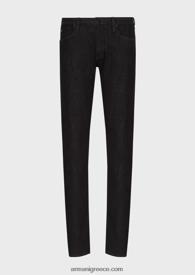 άνδρες Armani j75 τζιν τζιν με λεπτή εφαρμογή, σκούρο-μπλε ξέπλυμα 4046R61169 μαύρος