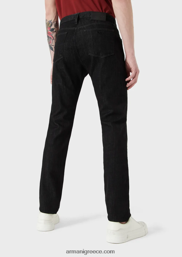 άνδρες Armani j75 τζιν τζιν με λεπτή εφαρμογή, σκούρο-μπλε ξέπλυμα 4046R61169 μαύρος