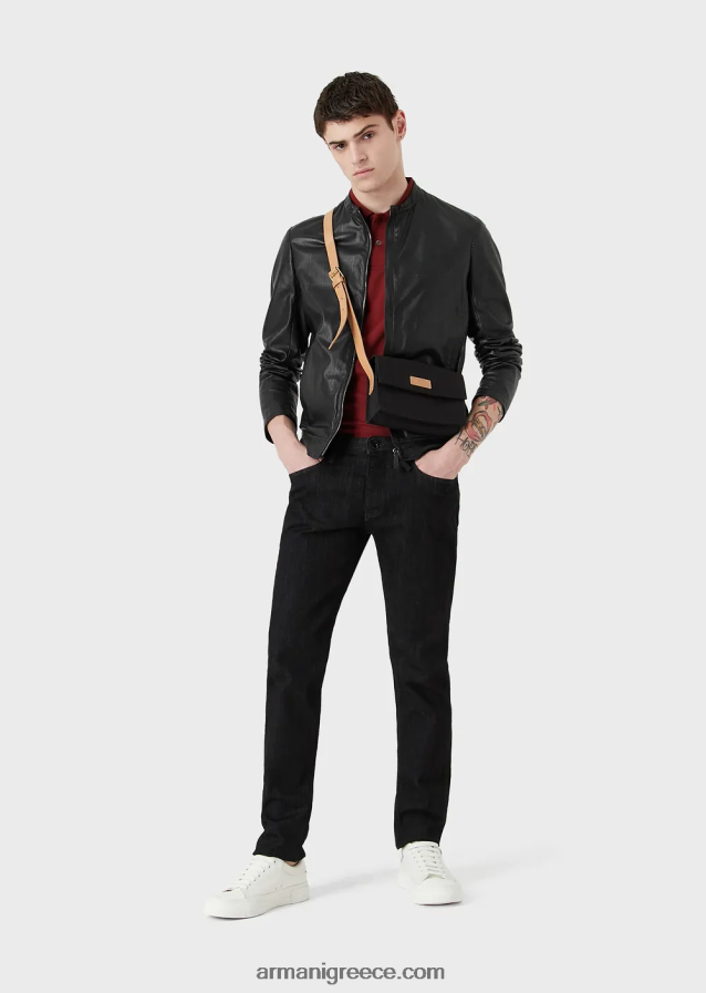 άνδρες Armani j75 τζιν τζιν με λεπτή εφαρμογή, σκούρο-μπλε ξέπλυμα 4046R61169 μαύρος