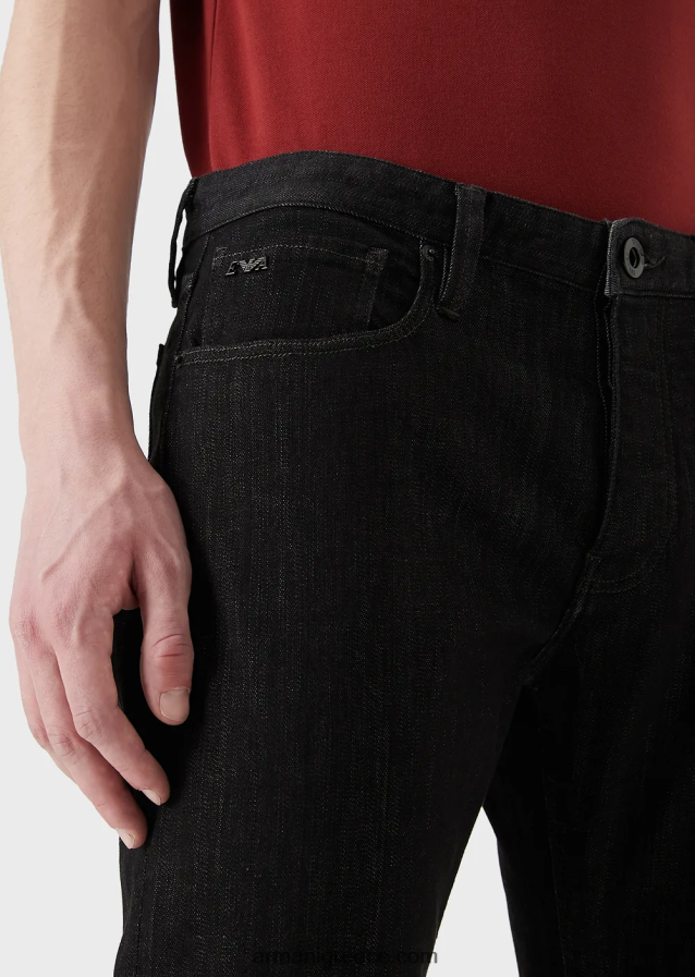άνδρες Armani j75 τζιν τζιν με λεπτή εφαρμογή, σκούρο-μπλε ξέπλυμα 4046R61169 μαύρος