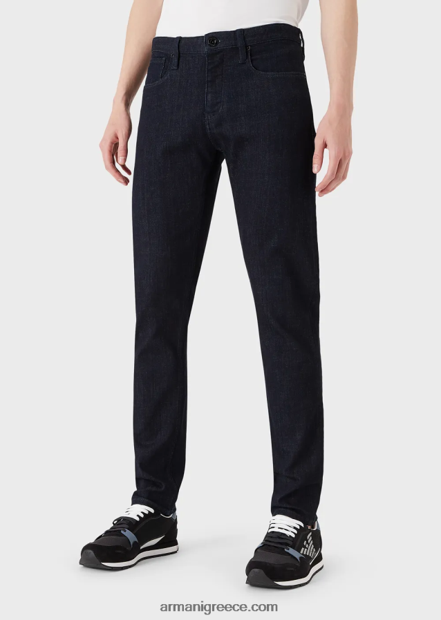άνδρες Armani j75 τζιν τζιν με λεπτή εφαρμογή, σκούρο-μπλε ξέπλυμα 4046R61170 ναυτικό μπλε