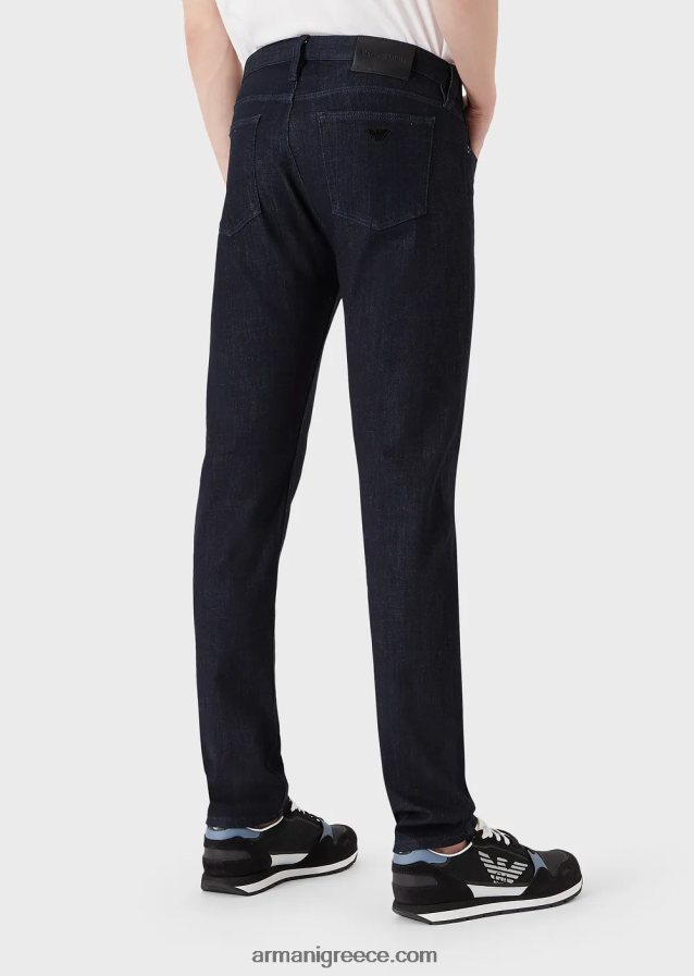 άνδρες Armani j75 τζιν τζιν με λεπτή εφαρμογή, σκούρο-μπλε ξέπλυμα 4046R61170 ναυτικό μπλε