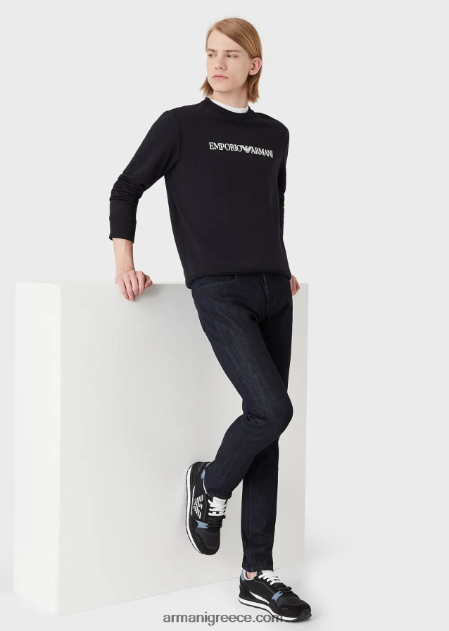 άνδρες Armani j75 τζιν τζιν με λεπτή εφαρμογή, σκούρο-μπλε ξέπλυμα 4046R61170 ναυτικό μπλε