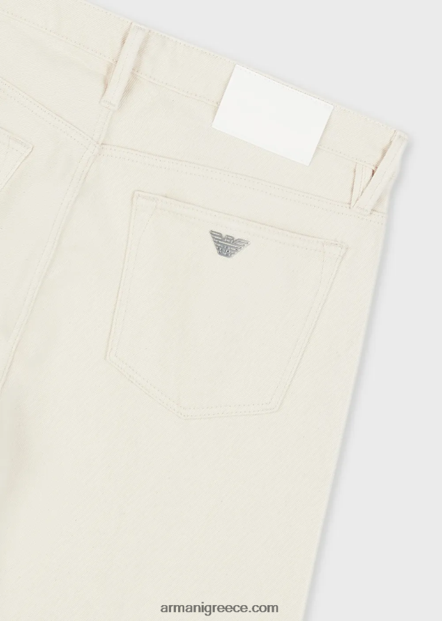 άνδρες Armani j75 τζιν με λεπτή εφαρμογή, απαλά βαμμένα, τζιν bull-denim 4046R61172 γαλακτώδες λευκό