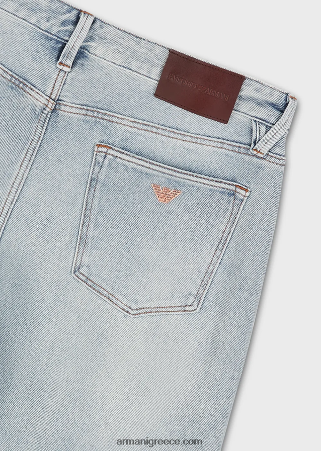 άνδρες Armani j75 slim-fit ξεθωριασμένο τζιν τζιν 4046R61162 γαλάζιο