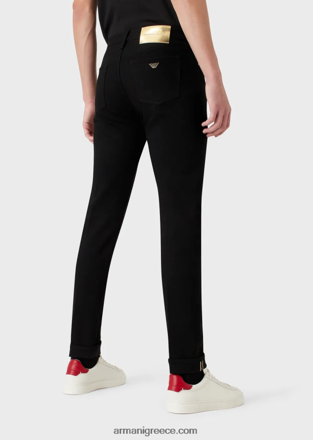 άνδρες Armani j75 slim-fit τζιν με χρυσές λεπτομέρειες 4046R61168 μαύρος