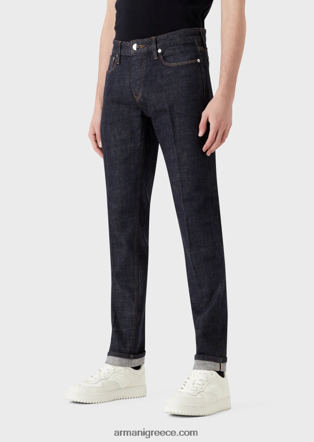 άνδρες Armani j75 slim-fit selvedge μπλε τζιν τζιν 4046R61167 μπλε