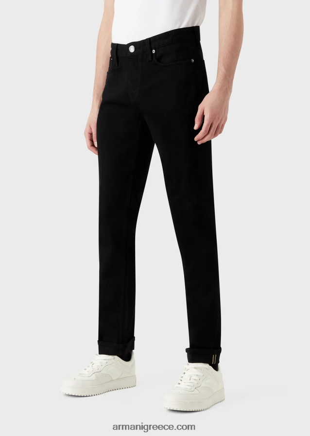 άνδρες Armani j75 slim-fit, selvedge μαύρο τζιν τζιν 4046R61171 μαύρος