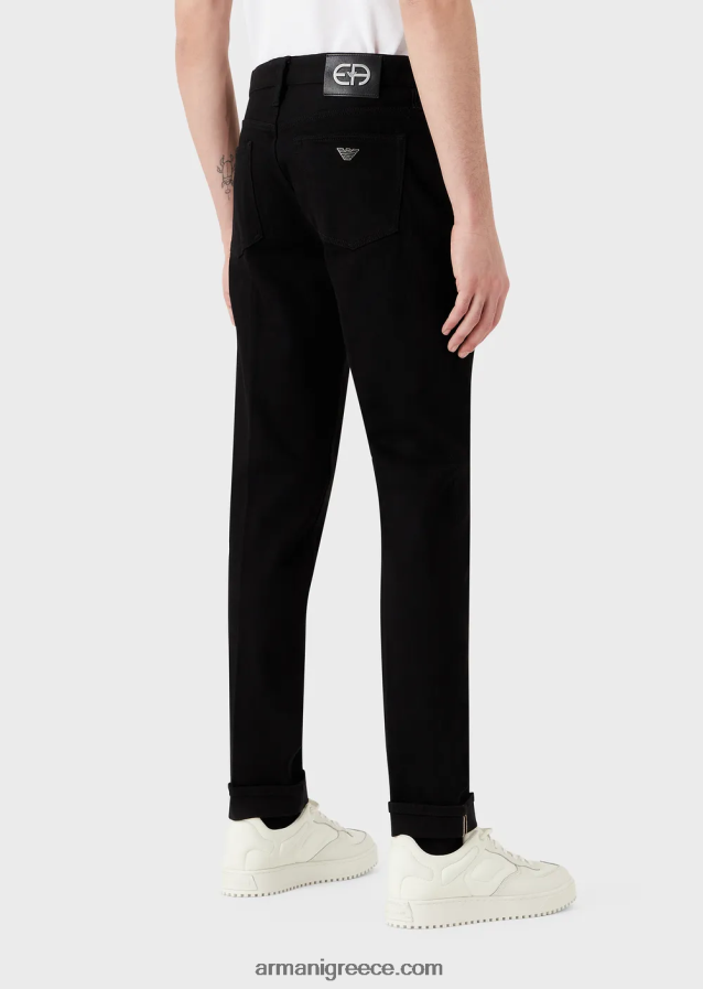 άνδρες Armani j75 slim-fit, selvedge μαύρο τζιν τζιν 4046R61171 μαύρος
