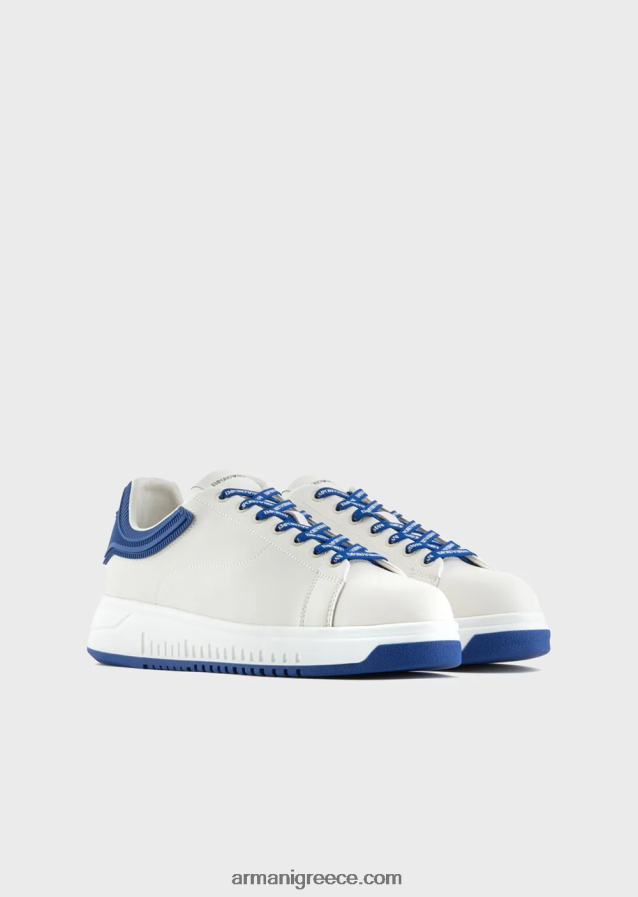 άνδρες Armani μαλακά δερμάτινα πάνινα παπούτσια 4046R61864 μαύρος