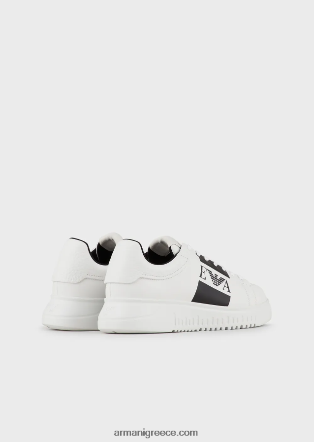 άνδρες Armani δερμάτινα αθλητικά παπούτσια με λογότυπο στο πλάι 4046R61870
