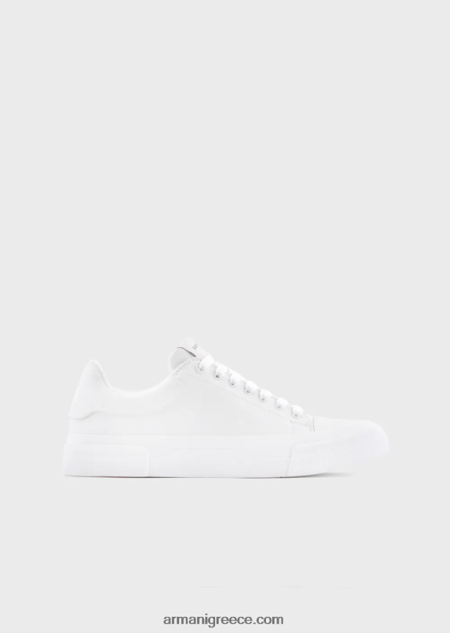 άνδρες Armani μαλακά δερμάτινα πάνινα παπούτσια 4046R61893 άσπρο