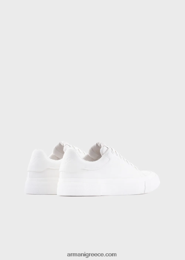 άνδρες Armani μαλακά δερμάτινα πάνινα παπούτσια 4046R61893 άσπρο