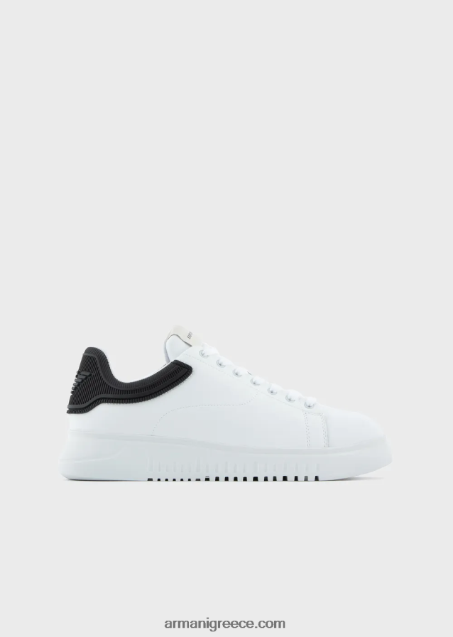 άνδρες Armani μαλακά δερμάτινα πάνινα παπούτσια με πλάτη από καουτσούκ 4046R61903 διχρωμία