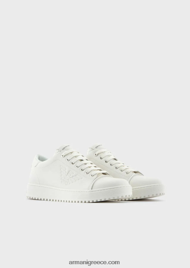 άνδρες Armani μαλακά, δερμάτινα αθλητικά παπούτσια 4046R61910 παννα