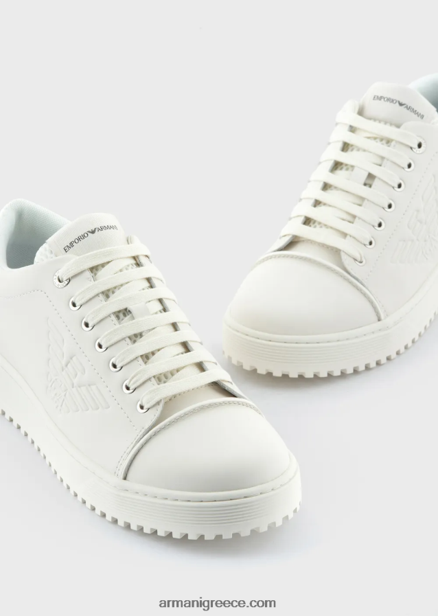 άνδρες Armani μαλακά, δερμάτινα αθλητικά παπούτσια 4046R61910 παννα