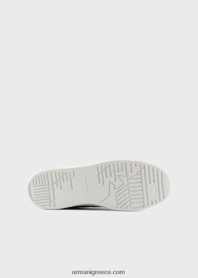 άνδρες Armani νάιλον και δερμάτινα πάνινα παπούτσια 4046R61912 μαύρος