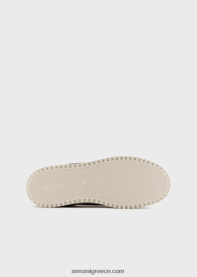 άνδρες Armani σουέτ και νάιλον αθλητικά παπούτσια 4046R61932 ναυτικό μπλε