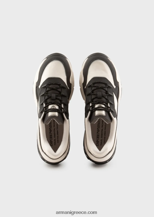 άνδρες Armani Απαραίτητα για ταξίδια πάνινα παπούτσια από καουτσούκ και νάιλον 4046R61934 μαύρος