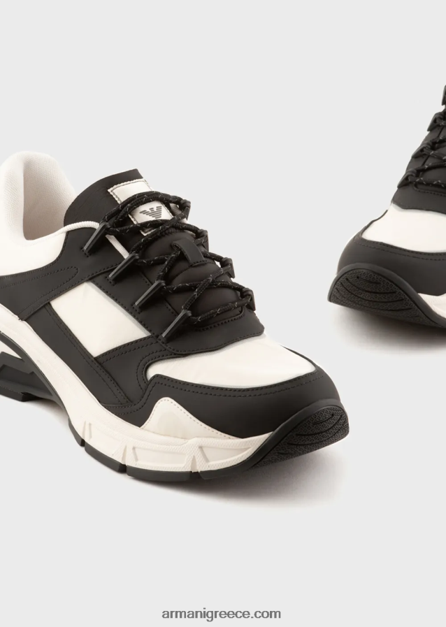 άνδρες Armani Απαραίτητα για ταξίδια πάνινα παπούτσια από καουτσούκ και νάιλον 4046R61934 μαύρος