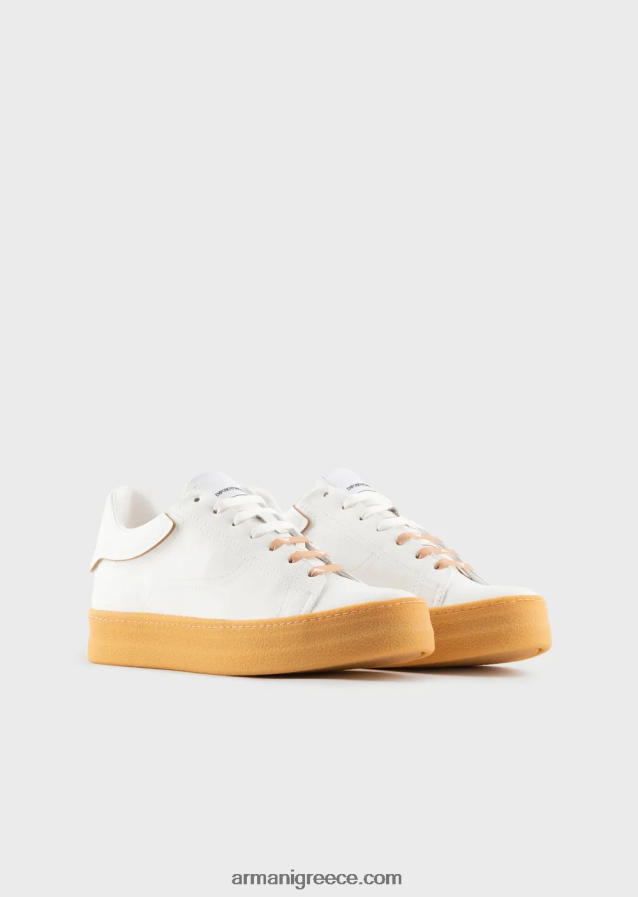 άνδρες Armani βιώσιμη συλλογή αθλητικών παπουτσιών από ανακυκλωμένο δέρμα 4046R61944 άσπρο