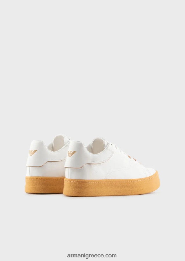άνδρες Armani βιώσιμη συλλογή αθλητικών παπουτσιών από ανακυκλωμένο δέρμα 4046R61944 άσπρο