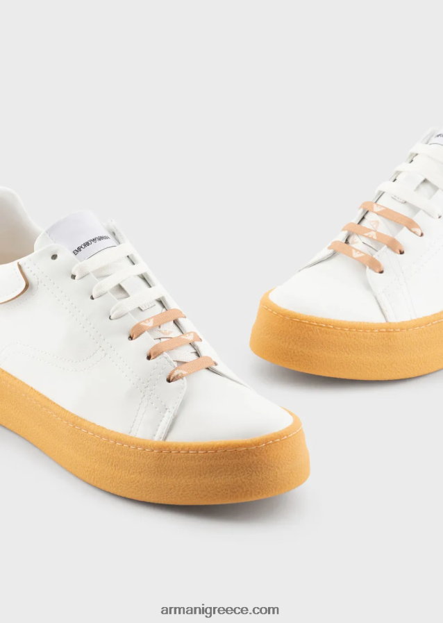 άνδρες Armani βιώσιμη συλλογή αθλητικών παπουτσιών από ανακυκλωμένο δέρμα 4046R61944 άσπρο