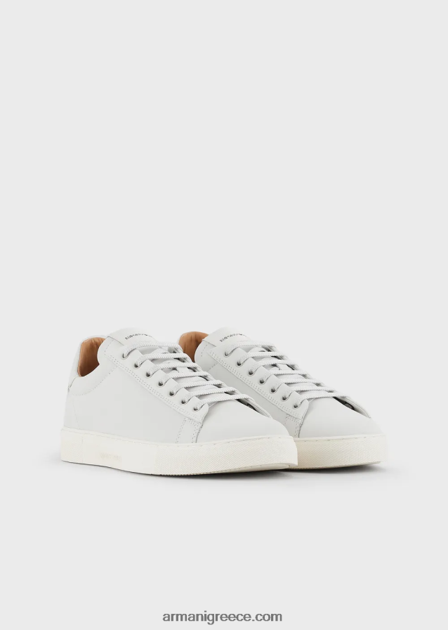 άνδρες Armani αθλητικά παπούτσια nubuck με πίσω λογότυπο 4046R61930 άσπρο
