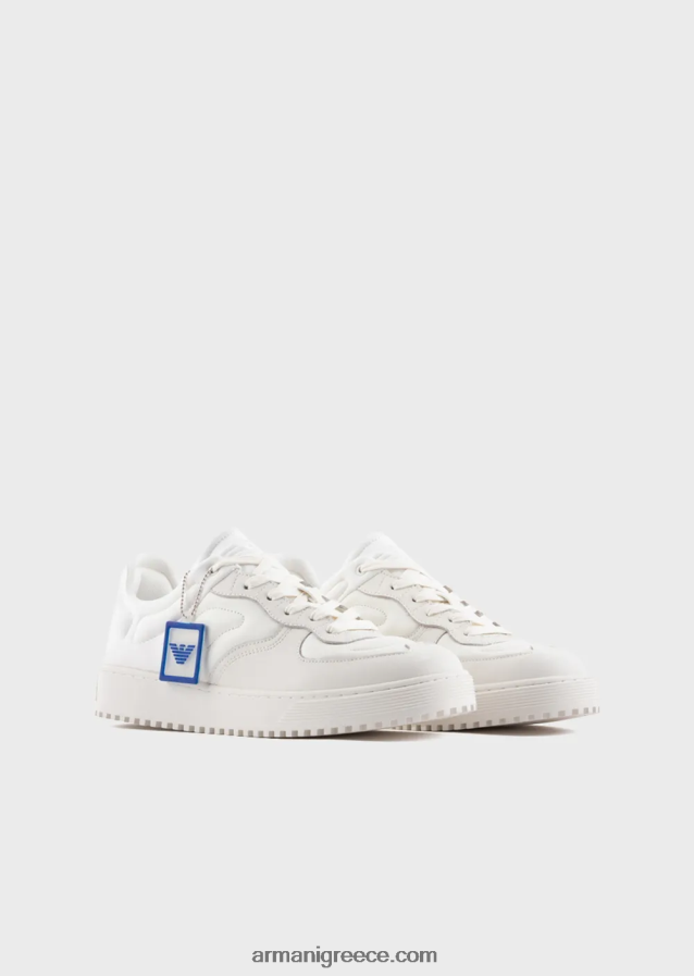 άνδρες Armani δερμάτινα και sneakers από δέρμα νάπα 4046R61872 άσπρο