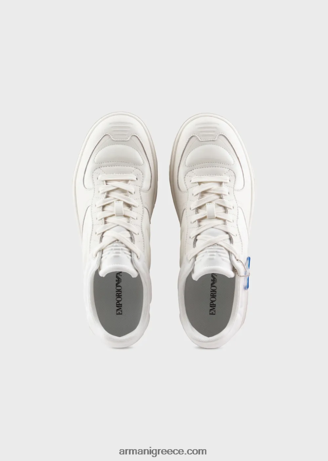 άνδρες Armani δερμάτινα και sneakers από δέρμα νάπα 4046R61872 άσπρο