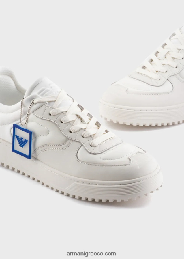 άνδρες Armani δερμάτινα και sneakers από δέρμα νάπα 4046R61872 άσπρο