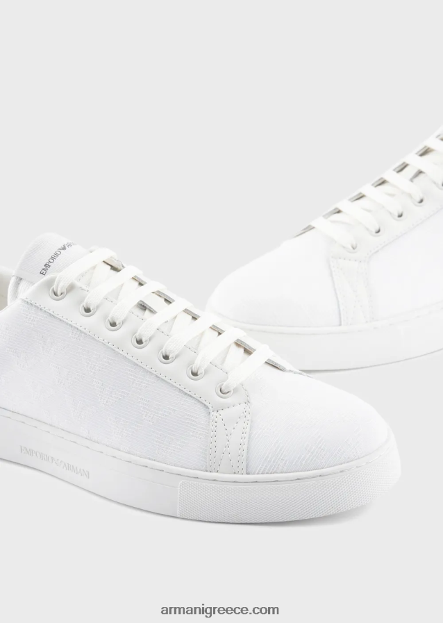 άνδρες Armani νάιλον sneakers με μονόγραμμα ζακάρ 4046R61924 παννα