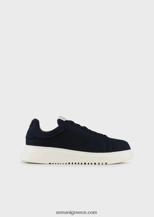 άνδρες Armani sneakers nubuck με υπερμεγέθη σόλες 4046R61900 ναυτικό μπλε