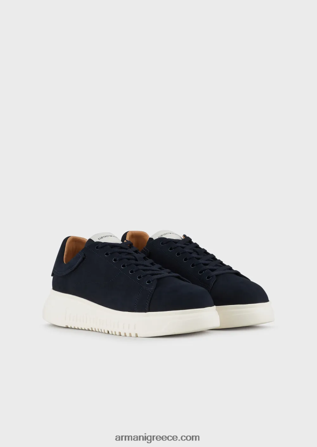 άνδρες Armani sneakers nubuck με υπερμεγέθη σόλες 4046R61900 ναυτικό μπλε
