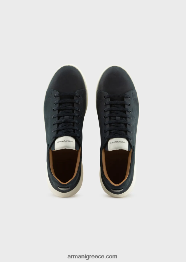 άνδρες Armani sneakers nubuck με υπερμεγέθη σόλες 4046R61900 ναυτικό μπλε